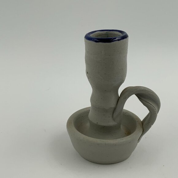 Williamsburg Pottery Salt Glaze Cobalt Blue Stoneware 4” Candle Holder - Picture 4 of 6